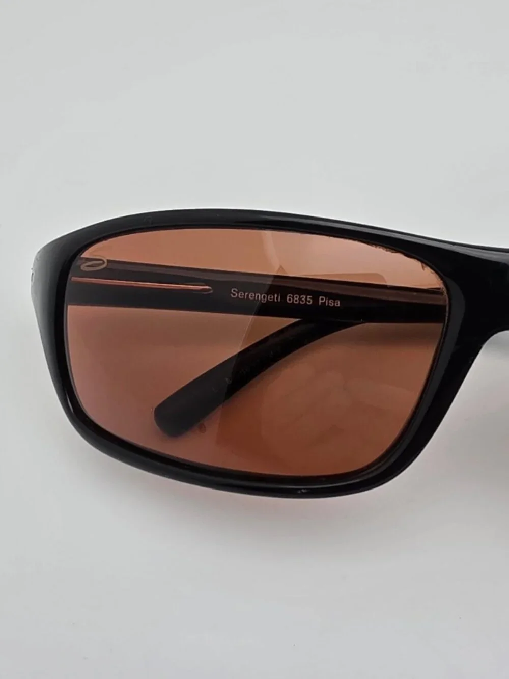 Serengeti 6835 Pisa Black Frame Amber Drivers Glass Lens Sunglasses w Case Italy